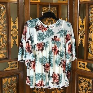 Studio Floral Print Sheer Blouse w/ Liner
